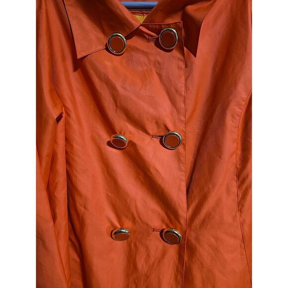 Twiggy London VTG Chic Rain Coat XL Bold Orange Retro Mod 60's Style Trench - Picture 3 of 15